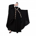 Double layered Irani Kaftan abaya- Black Double layered Irani Kaftan abaya- Black